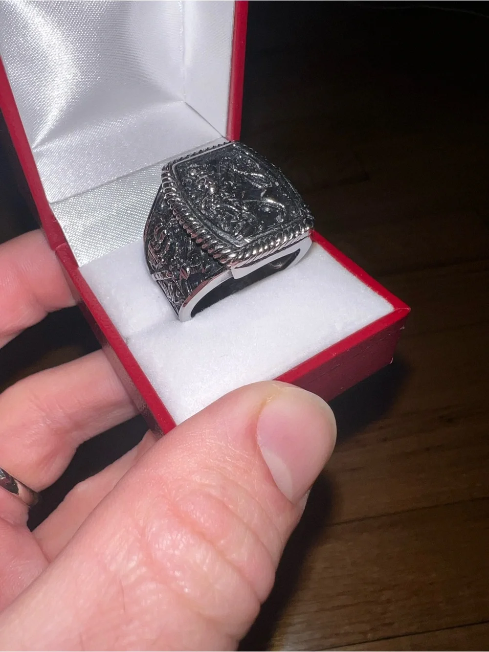 Men’s Vintage Medieval Silver Lion Ring. Size 9.5.